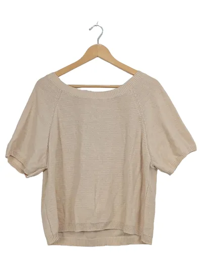 KILIBBI Damen Strickpullover Kurzarm Beige Gr. 38 M Schleife