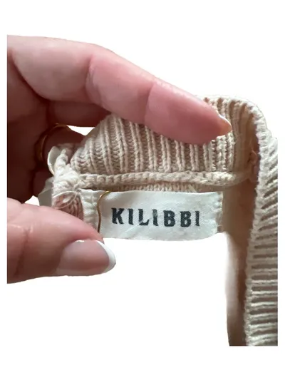 KILIBBI Damen Strickpullover Kurzarm Beige Gr. 38 M Schleife