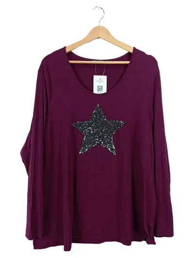 Gerry Weber Edition Damen Langarmshirt Gr. 46 Lila Stern Pailletten