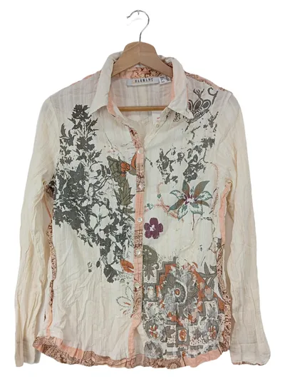 Charmant Damen Hemdbluse 42/XL Mehrfarbig Floral Langarm Baumwolle Freizeit