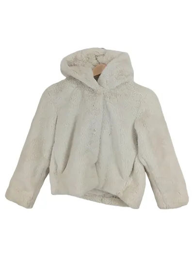 ZARA Kunstfell Kapuzenjacke Mädchen Gr. 140 Beige Felljacke