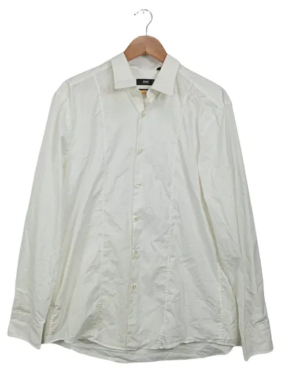 BOSS Hugo Boss Business Hemd Herren Gr. 44 Weiß Slim Fit Baumwolle
