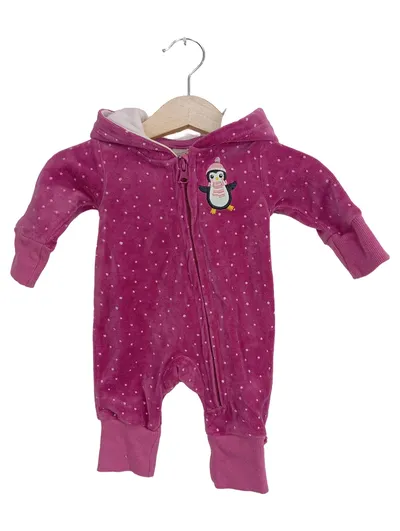 Orsolino Baby Overall Schneeanzug Gr. 50 Pink Pinguin Kapuze Nicki