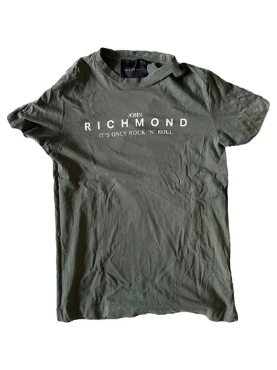 John Richmond T-Shirt Herren Gr. S Grün Casual Logo-Print