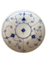 Bing & Grøndahl Musselmalet Gerippt Unterteller Porzellan Weiß 18 cm 1