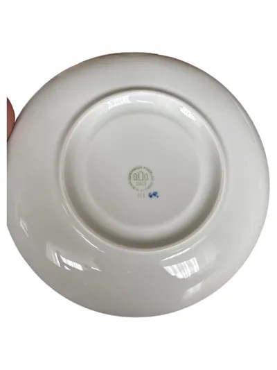 Bing & Grøndahl Musselmalet Gerippt Unterteller Porzellan Weiß 18 cm
