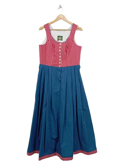 Hammerschmid Dirndl Trachtenkleid Damen Kariert Baumwolle Gr. 40 L Rot Blau