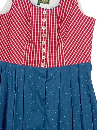 Hammerschmid Dirndl Trachtenkleid Damen Kariert Baumwolle Gr. 40 L Rot Blau
