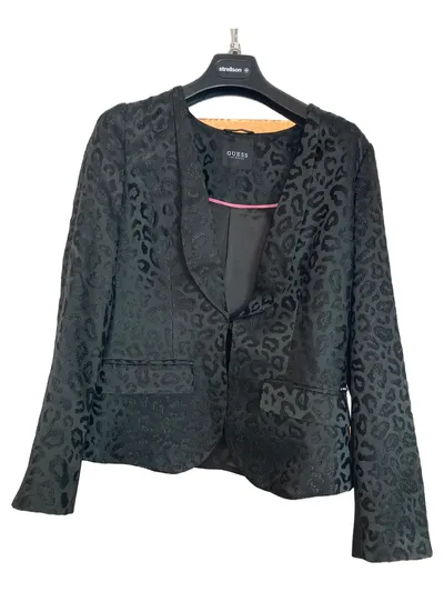 GUESS Damen Blazer Schwarz Einheitsgröße Eleganter Tiermotiv Blazer