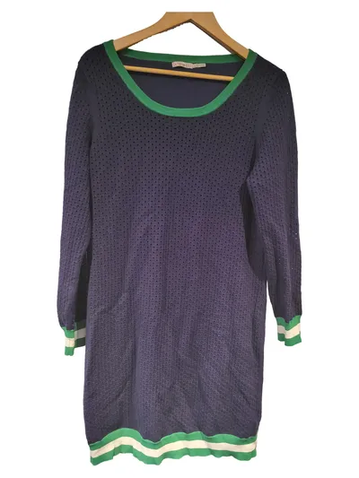 Esqualo Damen Freizeitkleid Gr. XL Blau Casual Lochmuster Rippstrick