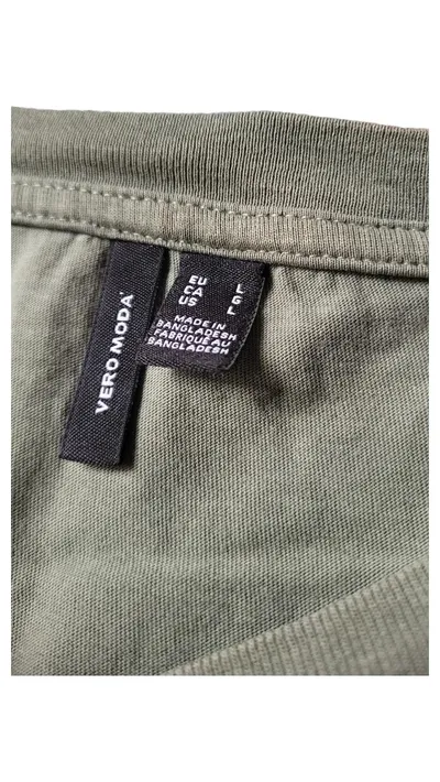 Vero Moda Damen T-Shirt Basic Oliv Gr. L Kurzarm 100% Baumwolle
