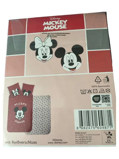 Disney Mickey Mouse Kinder Bettwäsche Baumwolle Mehrfarbig Reißverschluss