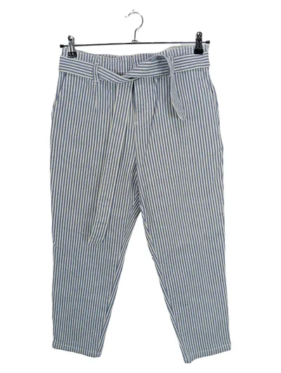 Boden Damen Stoffhose Tapered Gestreift Blau Gr. 38 W29