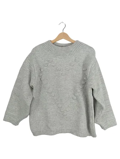 Miss Goodlife Damen Pullover Herz-Muster Grau Gr. 38 Casual