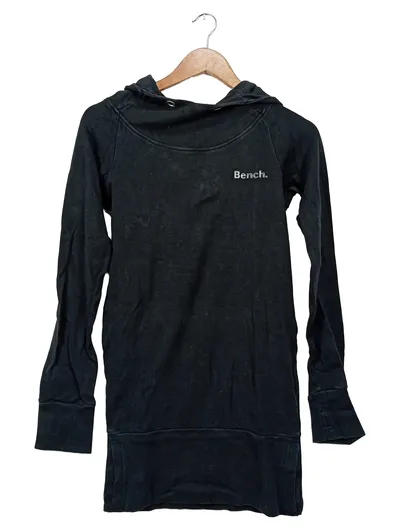 Bench Damen Sweatshirt Hoodie Logo Print Schwarz Gr. 34 XS Baumwolle