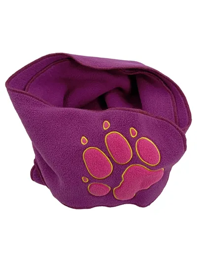 Jack Wolfskin Kinder Schal Fleece Lila Tiermotiv Applikation Stickerei 130cm