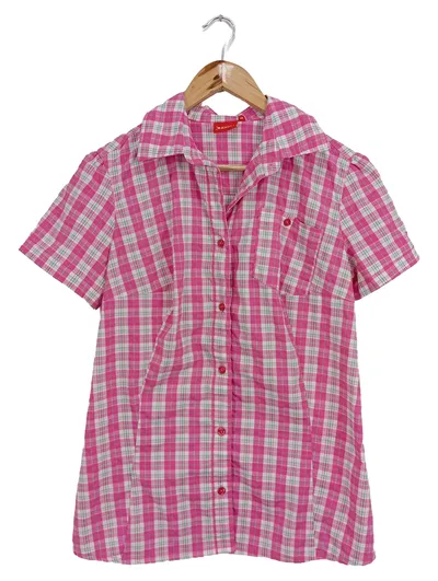 Vittorio Rossi Damen Bluse Kariert Pink Gr. 40/L Kurzarm Casual