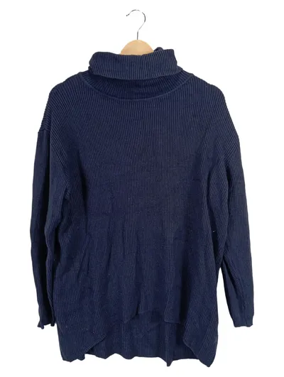 Feentraum Damen Pullover Rollkragen Rippstrick Blau L