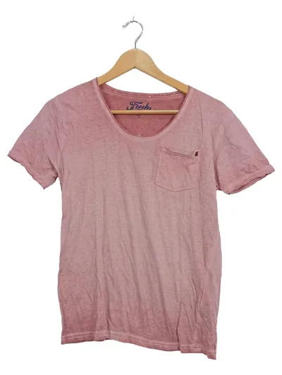 Fresh Brand Herren T-Shirt Rosa Gr. S Brusttasche Casual Baumwolle