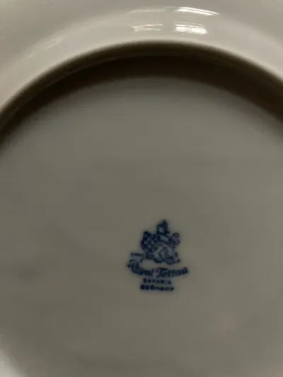 Royal Tettau Bavaria Essteller Porzellan Blumenmuster Grün Weiß 20cm