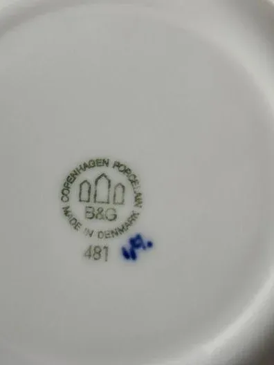 Bing & Grøndahl Musselmalet Unterteller 481 Porzellan Blumen Weiß 18cm 4