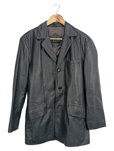 HI-BUXTER Damen Ledermantel Gr. 46 Schwarz Klassisch Casual Jacke
