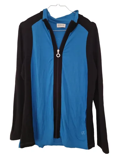 Rösch Damen Sweatjacke Gr. 42/XL Blau Reißverschluss Viskose Casual