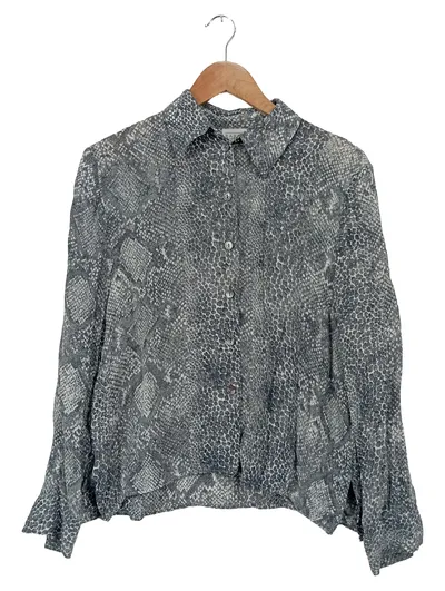 Barisal Damen Bluse Gr. 38 M Grau Schlangenmuster Modisch Elegant