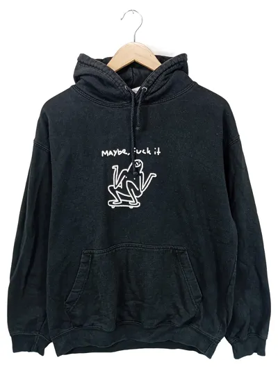 Leon Karssen Hoodie Kapuzenpullover Schwarz Gr. M Skateboard Frosch