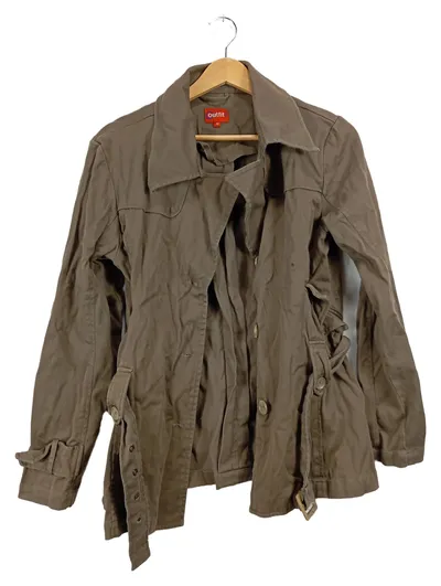 OUTFIT Damen Leichte Jacke Gr. 38 Oliv Baumwolle Casual Übergangsjacke