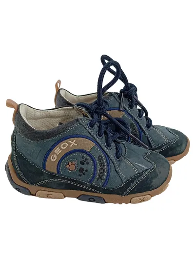 Geox Lauflernschuhe Jungen Gr. 21 Blau Leder Schnürschuhe Kinder