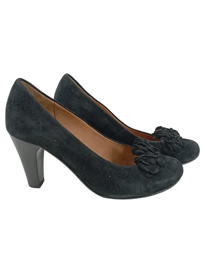 Gabor Damen Pumps Gr. 36 Schwarz Elegant mit Blumen Applikation