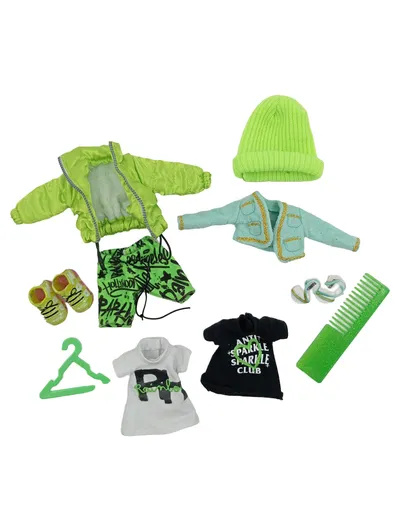 Rainbow High Puppenkleidung Set Outfits Schuhe Kamm Zubehör Grün