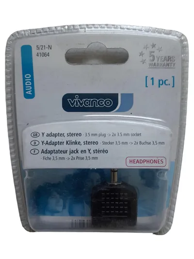 Vivanco Y-Adapter Klinke Stereo 3.5mm Stecker auf 2x Buchse Audio Schwarz