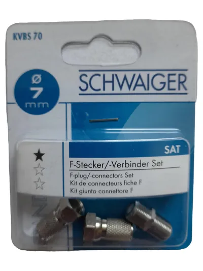 Schwaiger F-Stecker Verbinder Set KVBS 70 SAT 7mm Silber 3-teilig