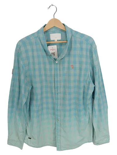 Khujo Herren Freizeithemd Kariert Türkis Gr. 52 XL Langarm Casual