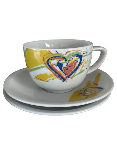 Rosenthal Epoque Carla Manco Tasse Untertasse Herz Porzellan Mehrfarbig 9cm