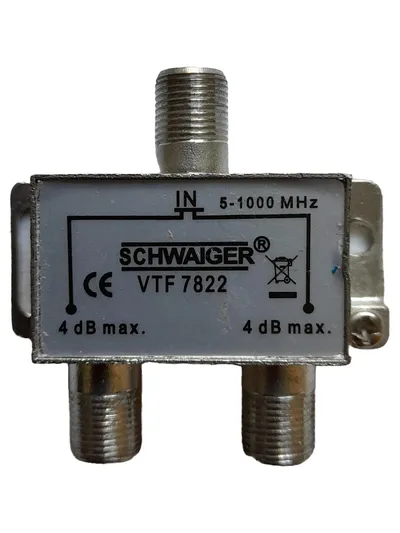 Schwaiger SAT TV Verteiler 2-fach Splitter Antenne VTF 7822 Silber