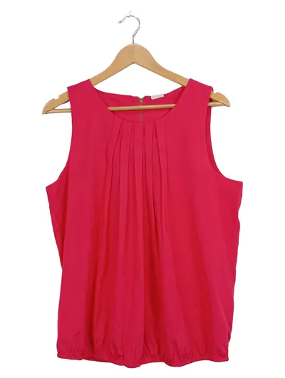 Vero Moda Damen Top ärmellos Raffungen Reißverschluss Pink Gr. L