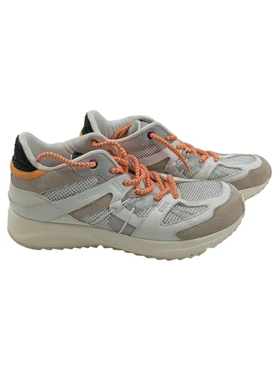WODEN Sneaker Low Damen Gr. 38 Weiß Beige Orange Mesh Leder Sportlich