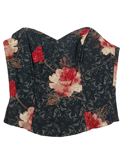 Nicowa Damen Mieder Corsage Schwarz Blumenmuster Spitze Gr. 38 Elegant