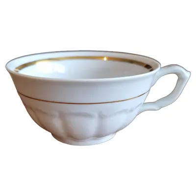 Walbrzych Teetasse Klassisch Weiß Keramik Goldrand 200ml