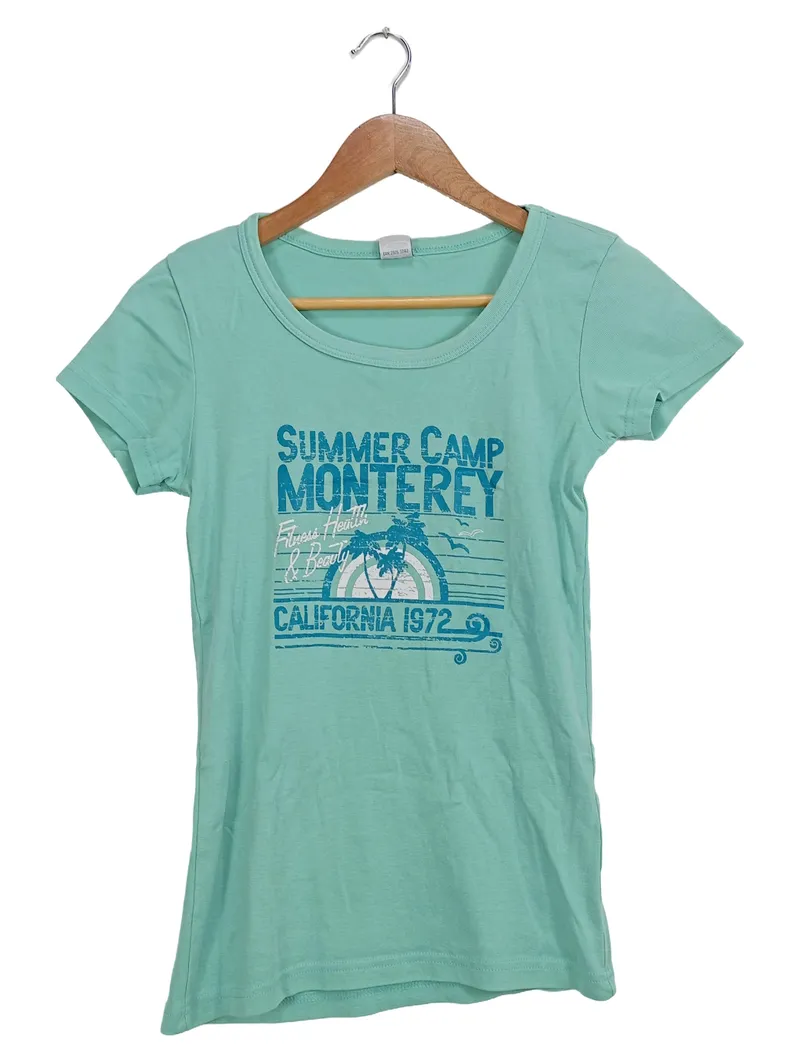 CECILIA CLASSICS Damen T-Shirt Gr. 38 Türkis Summer Camp Monterey Print 1