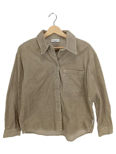 Marc O'Polo Damen Hemdbluse Cordbluse Beige Gr. 38 Baumwolle Langarm