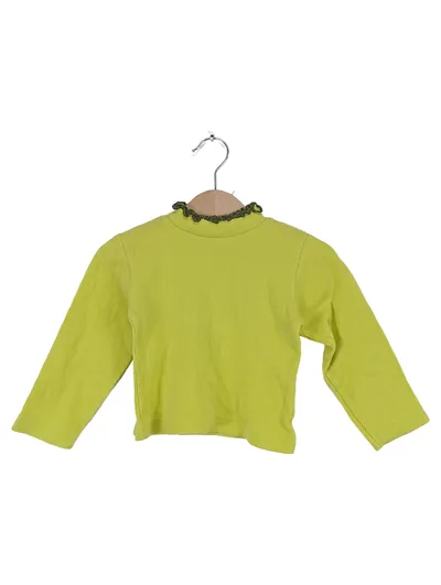 Gelati Langarmshirt Kinder Gr. 86 Gelb Rippstrick Rüschen Baumwolle