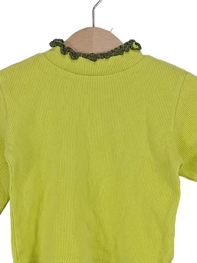 Gelati Langarmshirt Kinder Gr. 86 Gelb Rippstrick Rüschen Baumwolle