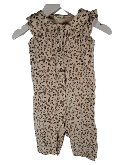 ALANA Baby Strampler Gr. 68 Beige Blättermuster Rüschen Baumwolle