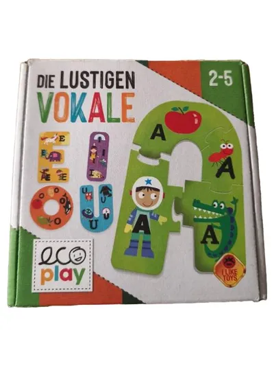 eco play Die Lustigen Vokale Steckpuzzle Lernspiel Kinder 2-5 Jahre ABC