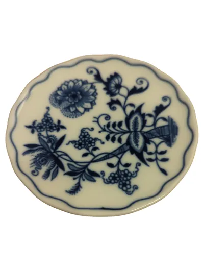 ORIGINAL BOHEMIA ZWIEBELMUSTER Unterteller Porzellan Weiß Blau Blumenmuster
