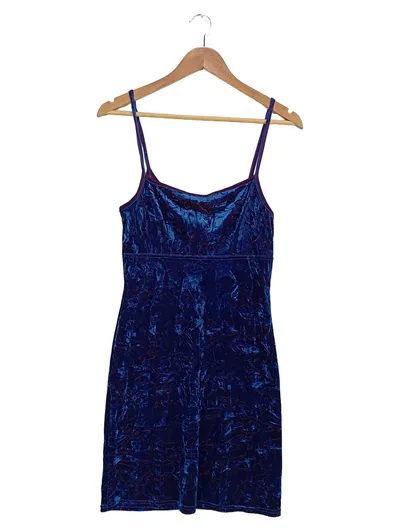BOYCO Damen Cocktailkleid Samt Blau Gr. 38/M Trägerkleid Vintage Elegant